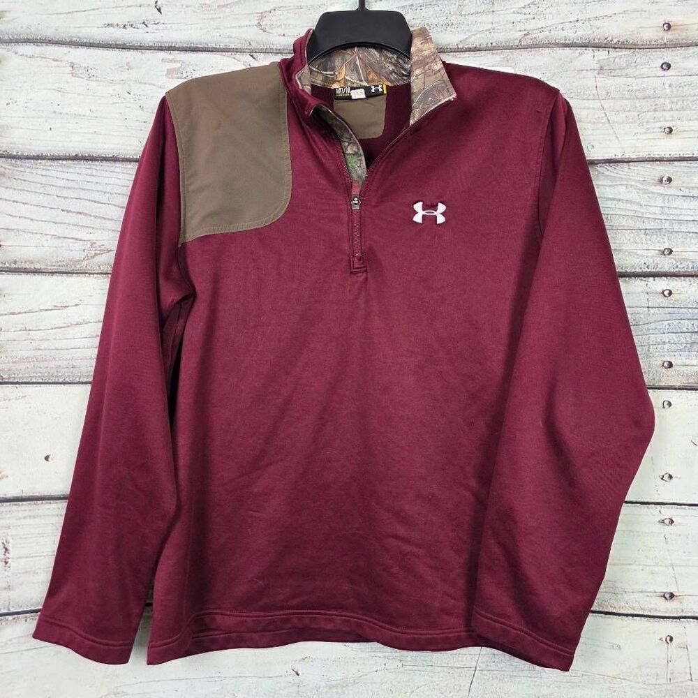 Under Armour Quarter Zip Pullover Burgundy Camo Men’s M